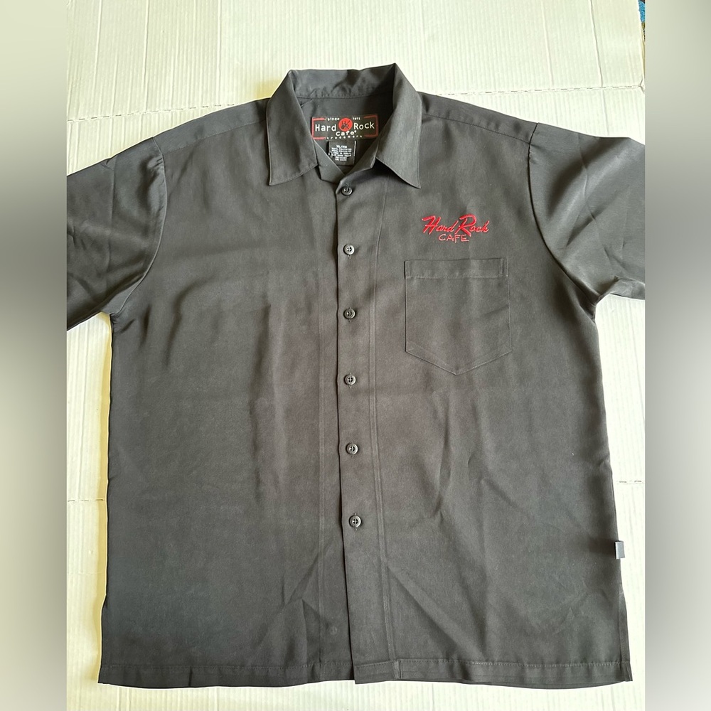 Hard Rock Cafe Black Shirt‎ Mens XL La Jolla Button Up